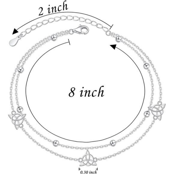 Sterling Silver Layered Anklet Women Evil Eye Heart Starfish Celtic Cross - Picture 6 of 8